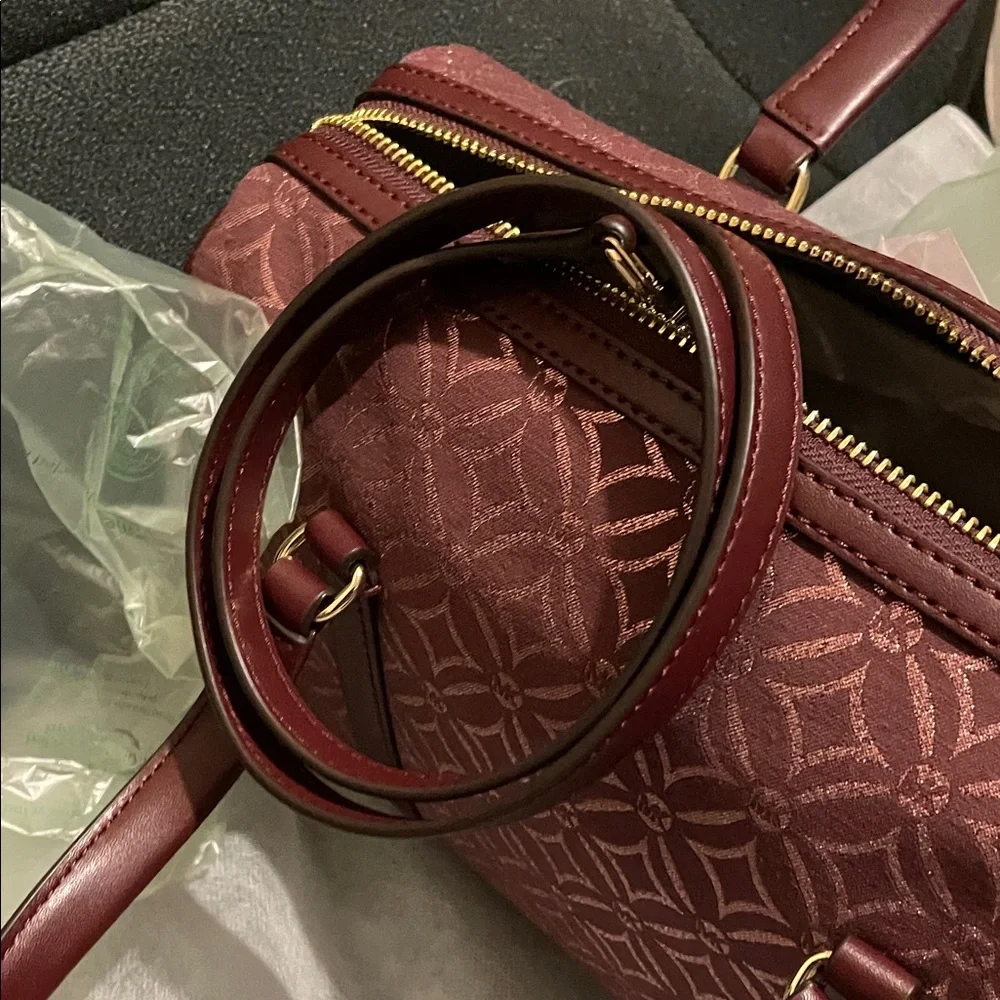 MICHAEL Michael Kors Maroon Patterned Duffel/ Satchel - Picture 9 of 11